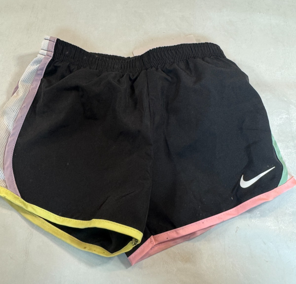 Nike Dri-FIT Girls 6X 6-7 Running Shorts Black Citron Tint Athletic NWT